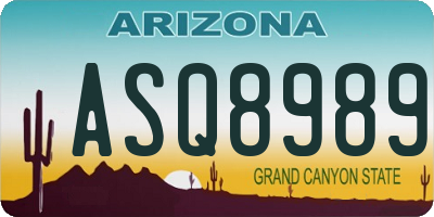 AZ license plate ASQ8989