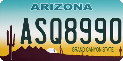 AZ license plate ASQ8990