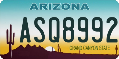 AZ license plate ASQ8992