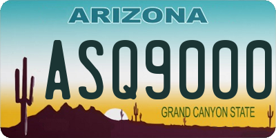 AZ license plate ASQ9000