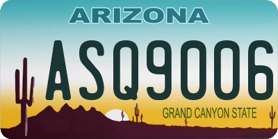 AZ license plate ASQ9006