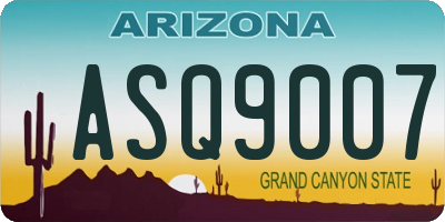 AZ license plate ASQ9007