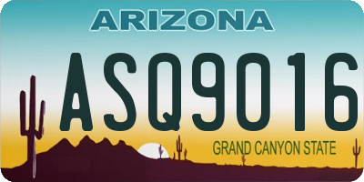 AZ license plate ASQ9016