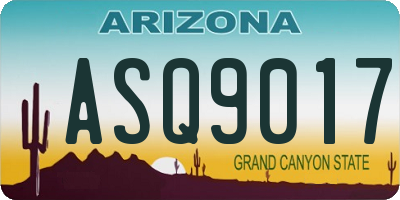 AZ license plate ASQ9017