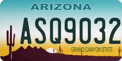 AZ license plate ASQ9032