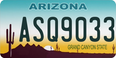 AZ license plate ASQ9033