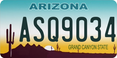 AZ license plate ASQ9034