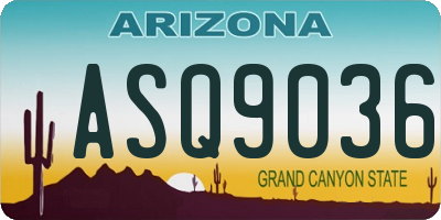 AZ license plate ASQ9036