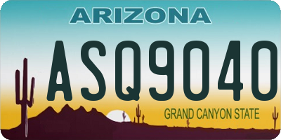 AZ license plate ASQ9040