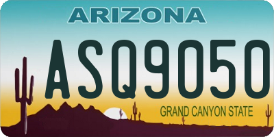 AZ license plate ASQ9050