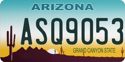 AZ license plate ASQ9053