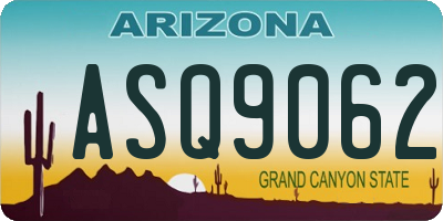 AZ license plate ASQ9062