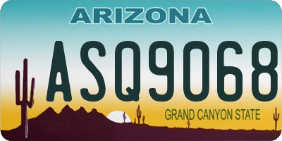 AZ license plate ASQ9068