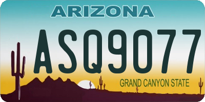 AZ license plate ASQ9077