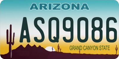 AZ license plate ASQ9086