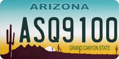 AZ license plate ASQ9100