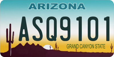 AZ license plate ASQ9101