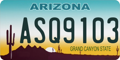 AZ license plate ASQ9103