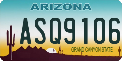 AZ license plate ASQ9106