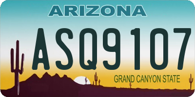 AZ license plate ASQ9107
