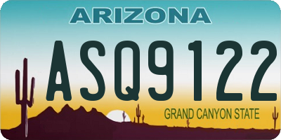 AZ license plate ASQ9122