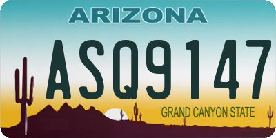 AZ license plate ASQ9147