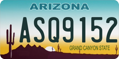 AZ license plate ASQ9152