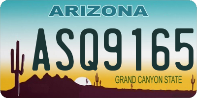 AZ license plate ASQ9165