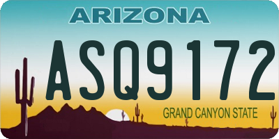 AZ license plate ASQ9172