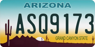 AZ license plate ASQ9173