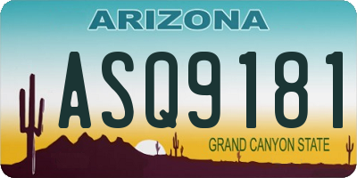 AZ license plate ASQ9181