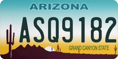 AZ license plate ASQ9182