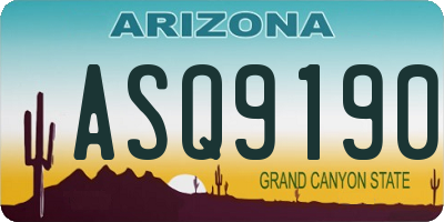 AZ license plate ASQ9190