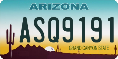 AZ license plate ASQ9191