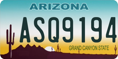 AZ license plate ASQ9194