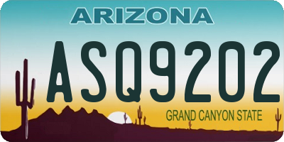 AZ license plate ASQ9202