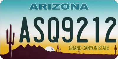 AZ license plate ASQ9212