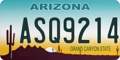 AZ license plate ASQ9214