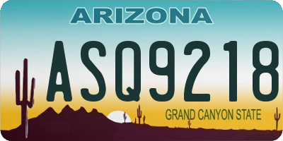 AZ license plate ASQ9218