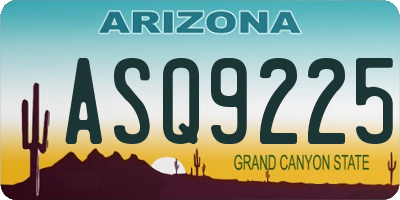 AZ license plate ASQ9225