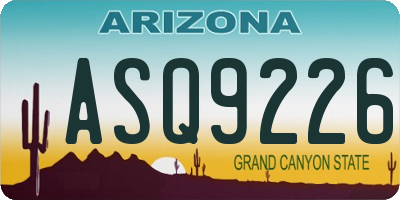 AZ license plate ASQ9226