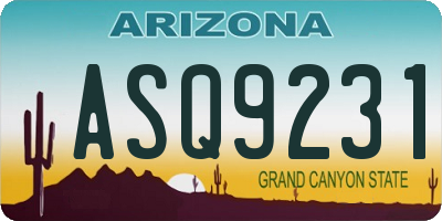 AZ license plate ASQ9231