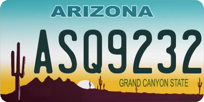 AZ license plate ASQ9232