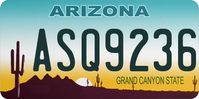 AZ license plate ASQ9236