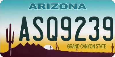 AZ license plate ASQ9239