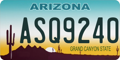 AZ license plate ASQ9240