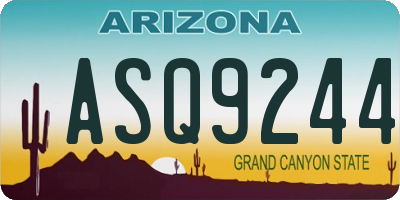 AZ license plate ASQ9244