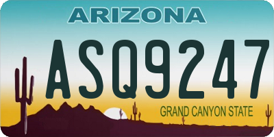 AZ license plate ASQ9247