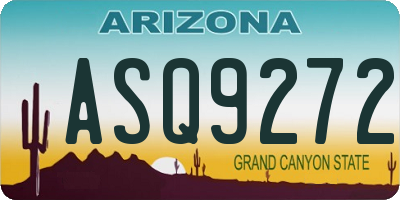 AZ license plate ASQ9272