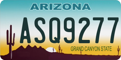 AZ license plate ASQ9277